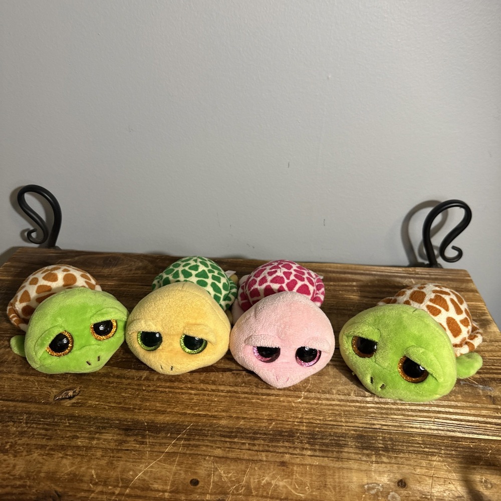 Ty Beanie Boos Plush 6" Zippy, Shelby, Pokey Turtles Lot of 4‎ no ear tags